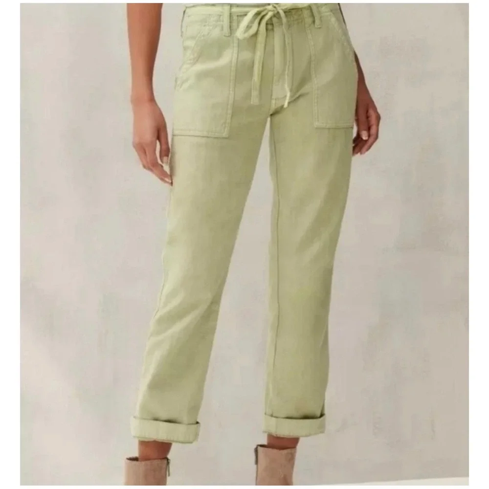 Lucky Brand Mid Rise Utility Straight Leg Pants Women 0 25 Olive Green Belted‎ - Picture 4 of 13